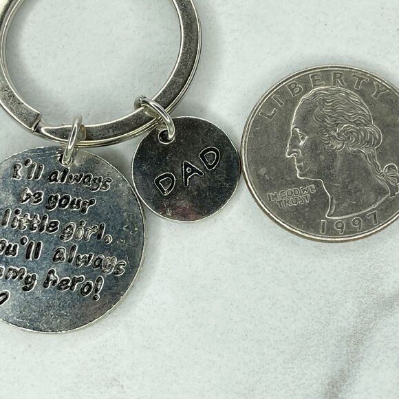 Dad Hero Father's Day Silver Tone Keychain Keyring - Picture 5 of 8